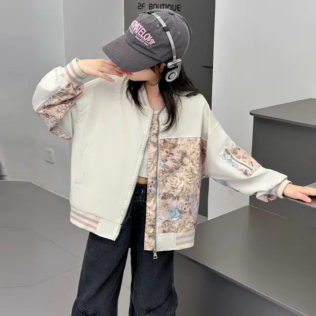 棉基因夹克外套 舒适亲肤拉链百搭 杏色 儿童款