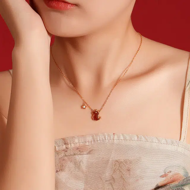 建禄 新中式龙年国潮 玛瑙 玉石项链 女款 玛瑙