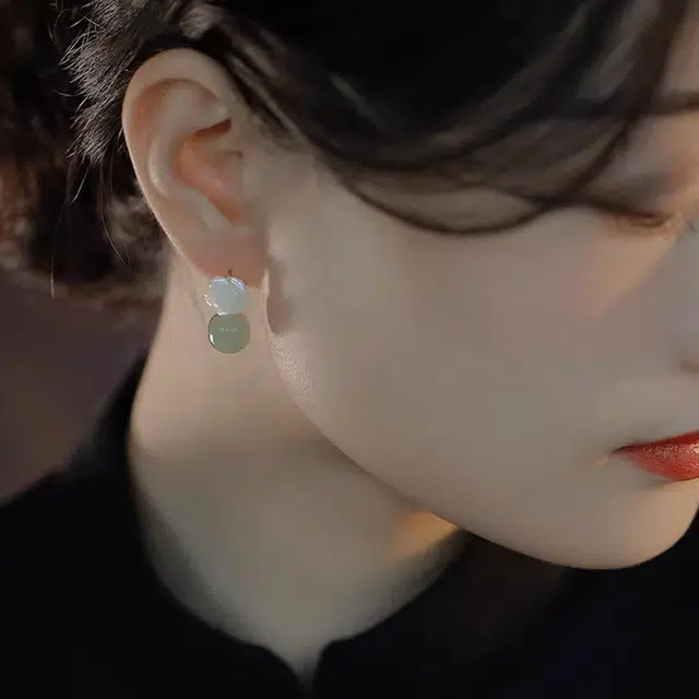 建禄 玫瑰少女小众设计复古高级感古风 和田玉 和田玉耳环 女款