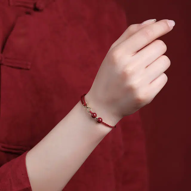 建禄 本命年无限有钱小众设计 朱砂 玉石手链 女款 朱砂