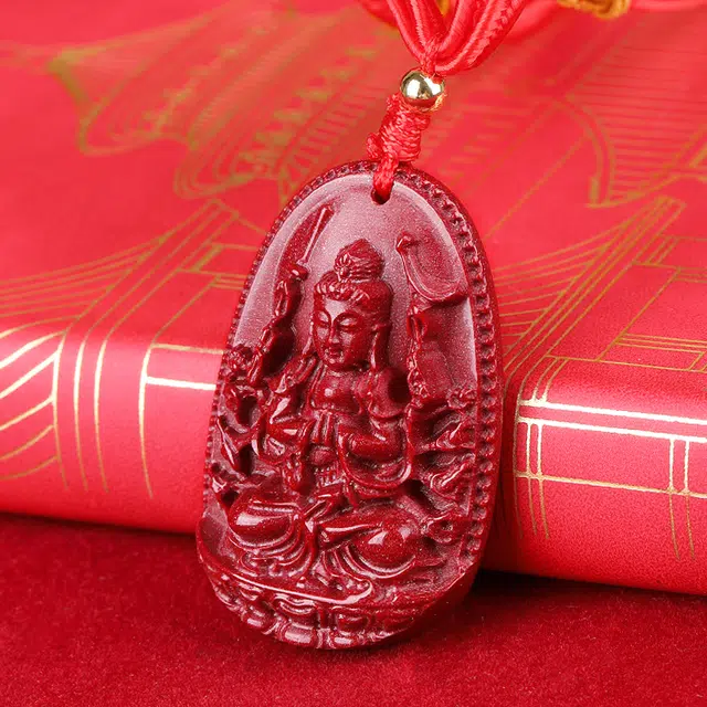 妍韵珠宝 十二生肖本命佛 八大守护神护身符挂件 朱砂 玉石吊坠 通用