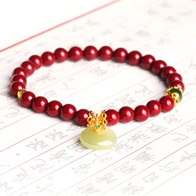 豆蔻时光 “朱”事顺利本命年蛇年吉祥天然原矿高含量 转运珠#好运 水逆退散平安健康佛珠再造辰砂 朱砂 手串 男女同款情侣款