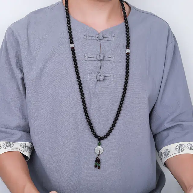 妍韵珠宝 金星把件 平安扣佛珠 琥珀蜜蜡 木作珠串 男女同款情侣款 紫檀属