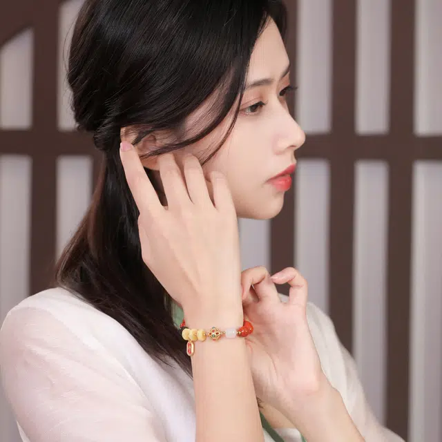 豆蔻时光 平安扣 南红 玉石手串 女款 玛瑙
