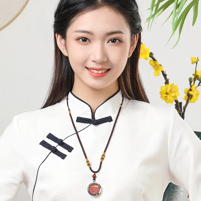 豆蔻时光 国风嘎乌盒吉祥平安原矿颗粒 再造辰砂朱砂 玉石项链 男女同款情侣款