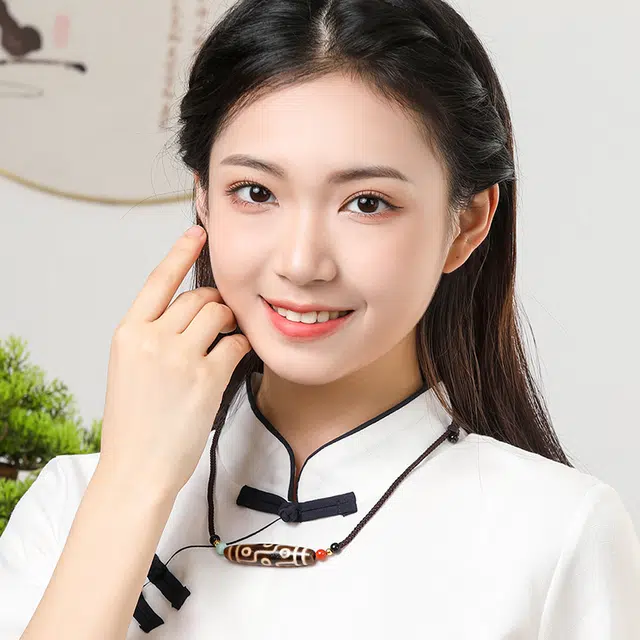 豆蔻时光 国风藏式风九眼横款天珠 玉髓 玉石吊坠 男女同款情侣款