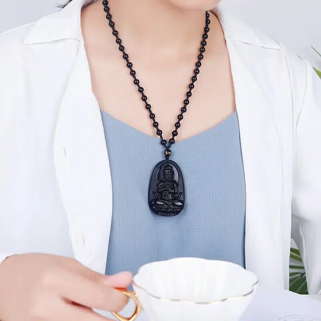妍韵珠宝 大日如来菩萨 黑曜石 玉石吊坠 男女同款情侣款