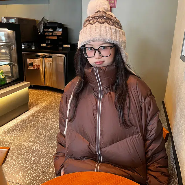 港仔文艺男 撞色拉链多巴胺户外防风防寒加厚保暖立领面包百搭舒适宽松简约羽绒服 男女同款
