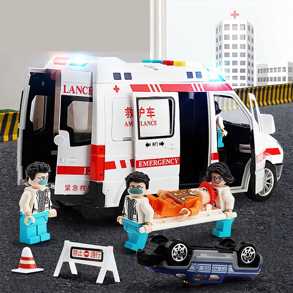 益米 城市英雄系列 大号仿真救护车/警车 智能玩具 可开门 汽车模型