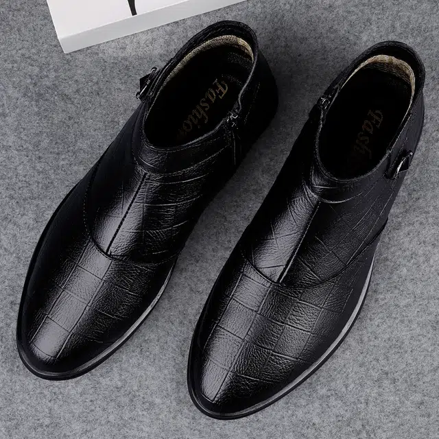 英伦骑士 头层牛皮 舒适通勤 潮流百搭时尚 短靴 男款 黑色