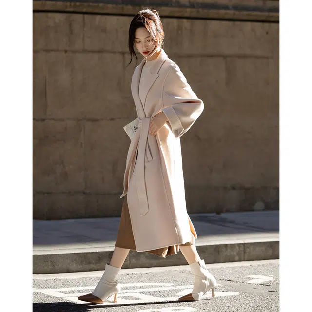 【dme】 冬季老钱翻驳领双排扣长款气质遮肉轻奢保暖外套轻盈优雅简约时尚百搭高级感精致温柔休闲大方得体小个子宽松显瘦大衣 女款