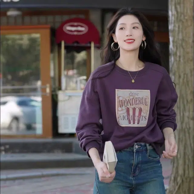【dme】 字母圆领合身长袖卫衣 女款