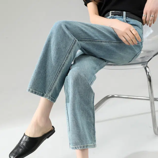 【dme】 春秋季畅销款高腰筷子裤女显瘦窄版直筒牛仔裤 女款