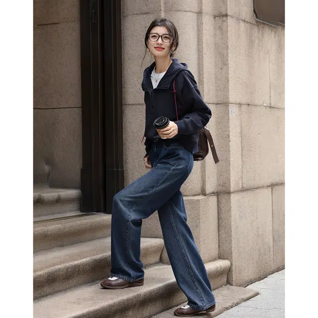 【dme】 秋季连帽半开襟拉链宽松小个子舒适休闲时尚百搭显瘦简约慵懒运动卫衣 女款