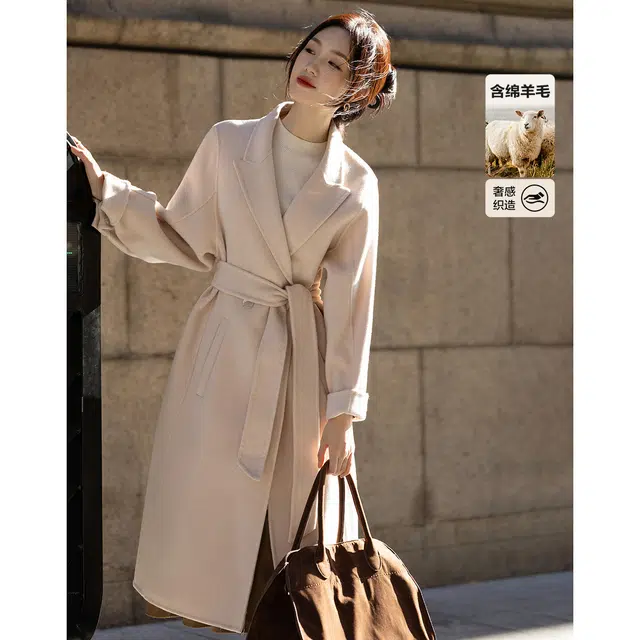 【dme】 冬季老钱翻驳领双排扣长款气质遮肉轻奢保暖外套轻盈优雅简约时尚百搭高级感精致温柔休闲大方得体小个子宽松显瘦大衣 女款