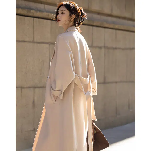 【dme】 冬季老钱翻驳领双排扣长款气质遮肉轻奢保暖外套轻盈优雅简约时尚百搭高级感精致温柔休闲大方得体小个子宽松显瘦大衣 女款