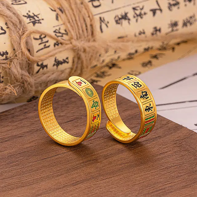 七度 麻将 精致优雅气质 高级感轻奢风 小众设计国际时尚感 简约大气 韩系清新日常通勤 合金 戒指 男款
