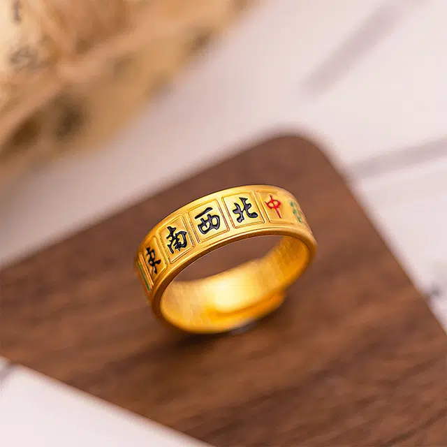 七度 麻将 精致优雅气质 高级感轻奢风 小众设计国际时尚感 简约大气 韩系清新日常通勤 合金 戒指 男款