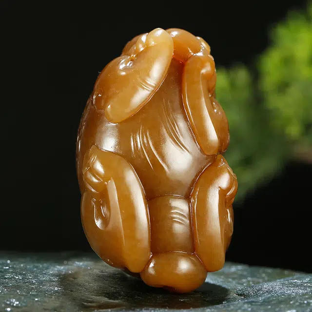 玉说 仿古瑞兽元宝貔貅款 老红糖色 和田玉 吊坠 男女同款情侣款 糖玉