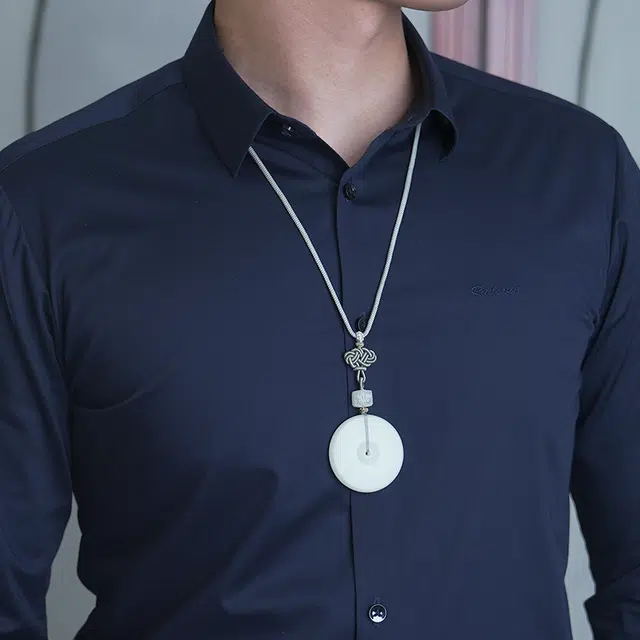 玉说 国潮仿古玉璧平安扣 和田玉 吊坠 男女同款情侣款 白玉