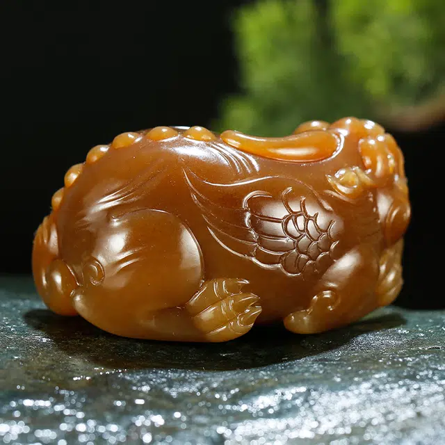 玉说 仿古瑞兽元宝貔貅款 老红糖色 和田玉 吊坠 男女同款情侣款 糖玉