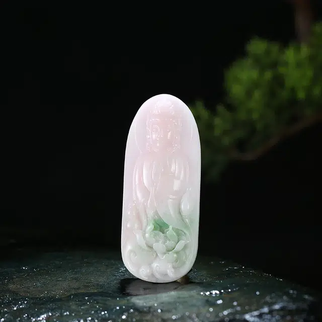 玉说 古风荷花观音 娇艳粉色 独山玉 玉石吊坠 男女同款情侣款