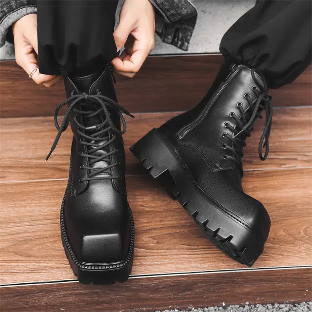 超纤皮 舒适简约小众英伦风厚底 短筒 经典马丁靴 男款