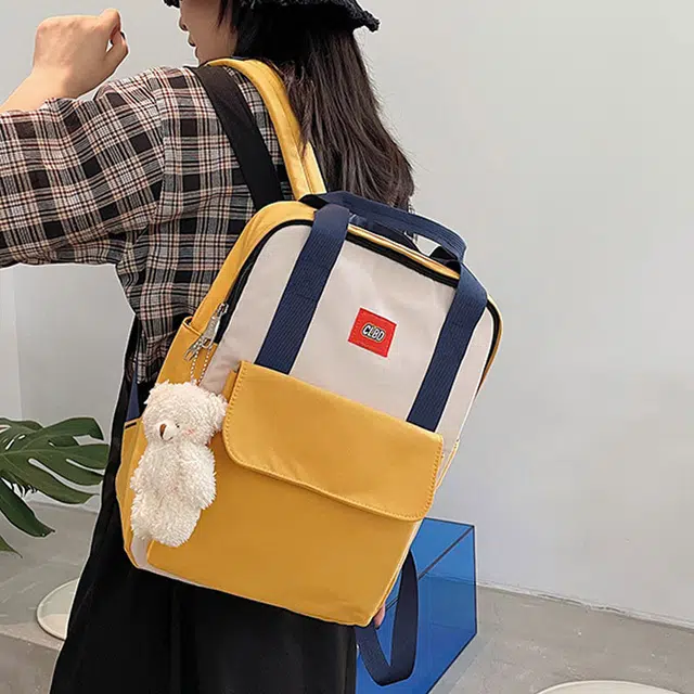 巴朗熊 时尚撞色潮流外出通勤学生洋气校园 尼龙 双肩包 男女同款情侣 多色