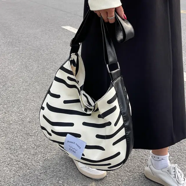 巴朗熊 简约百搭斑马纹 帆布 帆布包单肩包 女款 多色