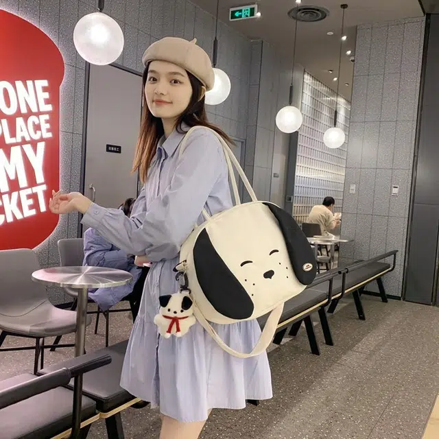 巴朗熊  可爱小狗包包女日系休闲百搭学生斜挎包女卡通少女手提单肩包