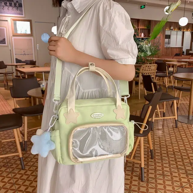 巴朗熊  百搭日常透明多用双肩包涤棉单肩斜挎包二次元大容量校园 男女同款情侣款 多色