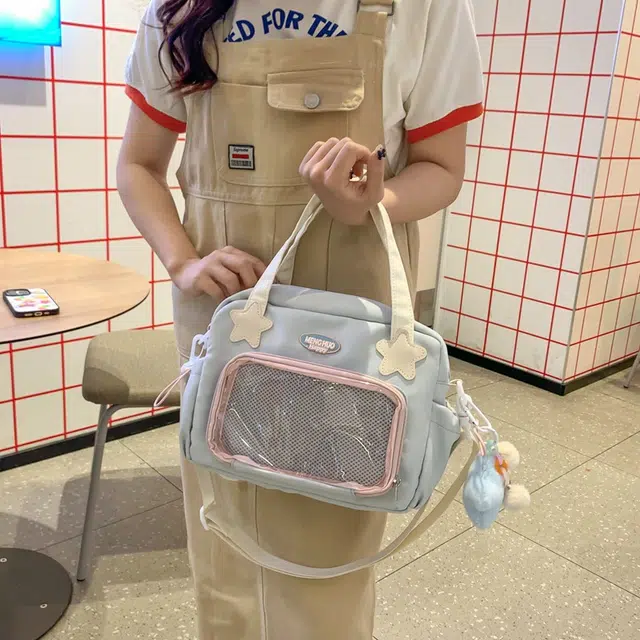 巴朗熊  百搭日常透明多用双肩包涤棉单肩斜挎包二次元大容量校园 男女同款情侣款 多色