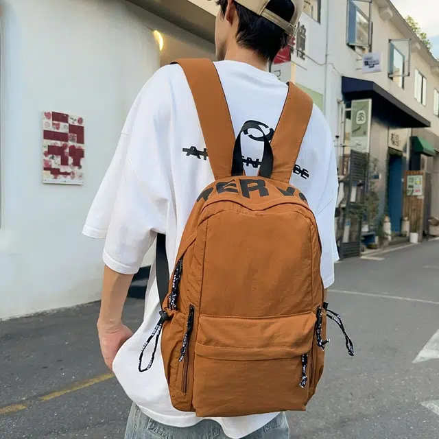 巴朗熊 日系慵懒风大容量书包休闲百搭时尚 尼龙 双肩包 常规 男女同款情侣款 多色