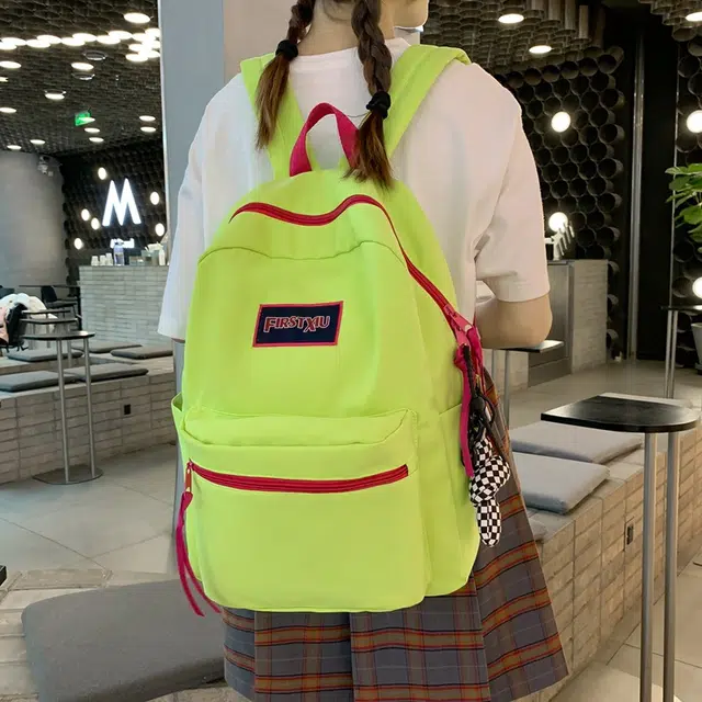 巴朗熊 大容量撞色 尼龙 双肩包 常规 男女同款情侣款 绿色/蓝色/黑色