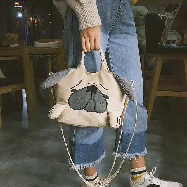 巴朗熊 日系可爱个性 灯芯绒 女款 斜挎包 哈皮狗