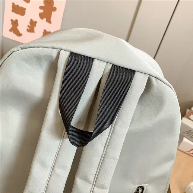 巴朗熊 韩版百搭纯色褶皱 尼龙 双肩包 男女同款情侣款 多色