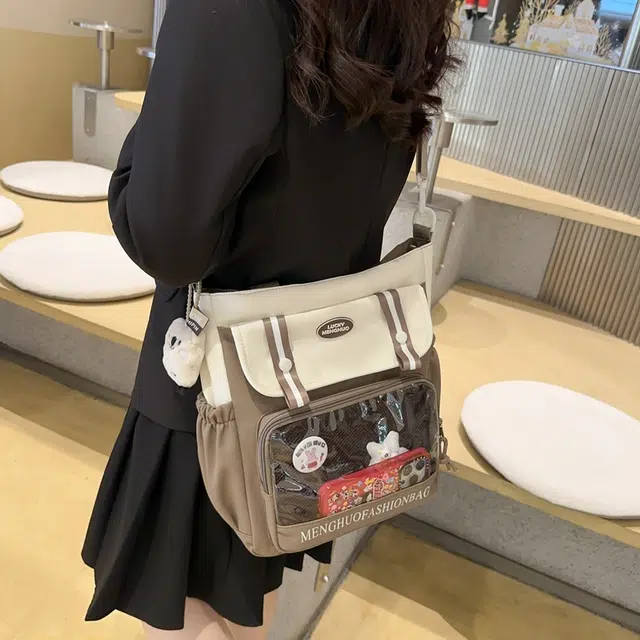 巴朗熊 休闲透明撞色 棉 男女通用 单肩包 蓝色/红色/黑色/绿色/棕色