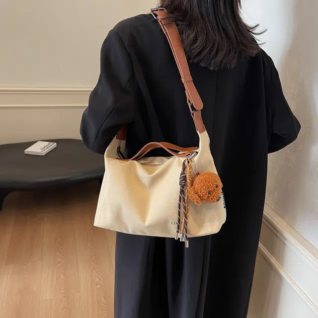 巴朗熊 休闲复古磨砂感通勤 帆布 帆布包手提包 男女同款情侣款 多色