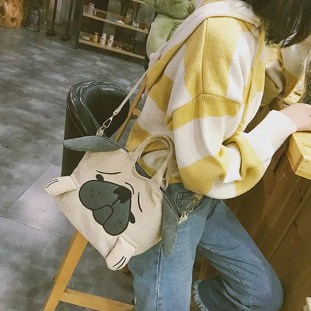巴朗熊 日系可爱个性 灯芯绒 女款 斜挎包 哈皮狗