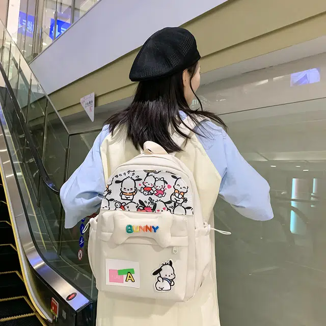 巴朗熊 可爱狗狗 双肩包 奶乎乎骨头设计校园感背包 男女通用 尼龙 白色
