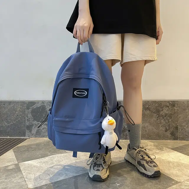 巴朗熊  简约纯色森系原宿大容量休闲防泼水 尼龙 双肩包 男女同款情侣款 多色