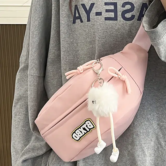 巴朗熊 斜挎包女简约休闲包包多巴胺清新甜美女生单肩包 尼龙 胸包 男女同款情侣款
