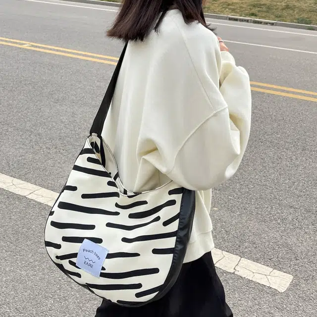 巴朗熊 简约百搭斑马纹 帆布 帆布包单肩包 女款 多色