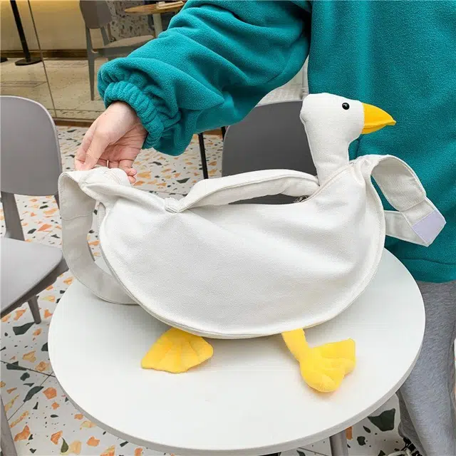 巴朗熊 可爱帆布包鸭头潮搞怪萌丑鸭子 帆布 斜挎包 男女同款情侣款 多色