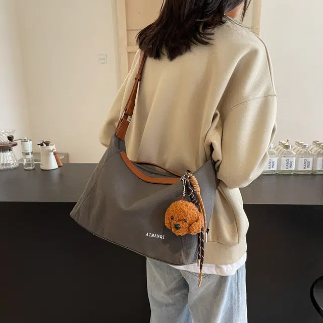 巴朗熊 休闲复古磨砂感通勤 帆布 帆布包手提包 男女同款情侣款 多色