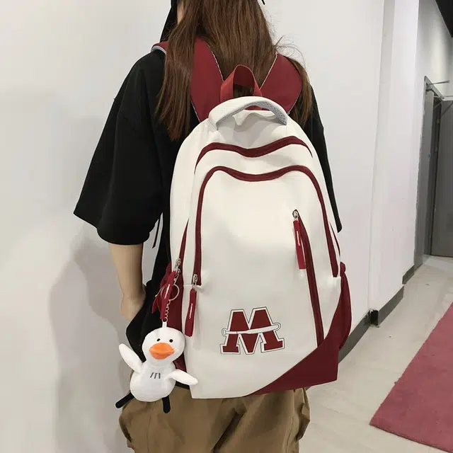 巴朗熊 美式复古大容量百搭 尼龙 双肩包 常规 男女同款情侣款 多色