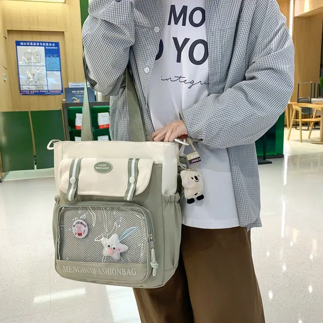 巴朗熊 休闲透明撞色 棉 男女通用 单肩包 蓝色/红色/黑色/绿色/棕色