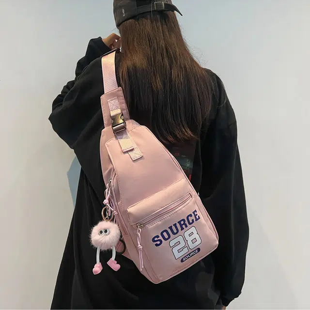 巴朗熊 时尚潮流韩版休闲百搭运动 尼龙 胸包 常规 男女同款情侣款 多色