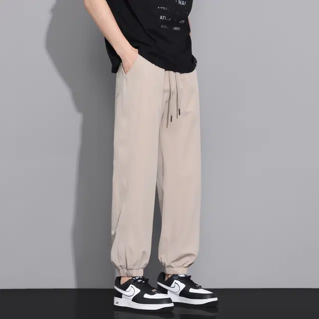 冰丝材质薄款速干弹力抗皱寻星记 复古高级感纯色美式宽松多款式潮流针织运动裤 男女同款