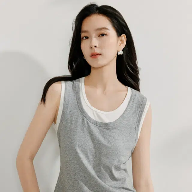 茵曼 简约百搭撞色假两件设计感内搭无袖背心 女款